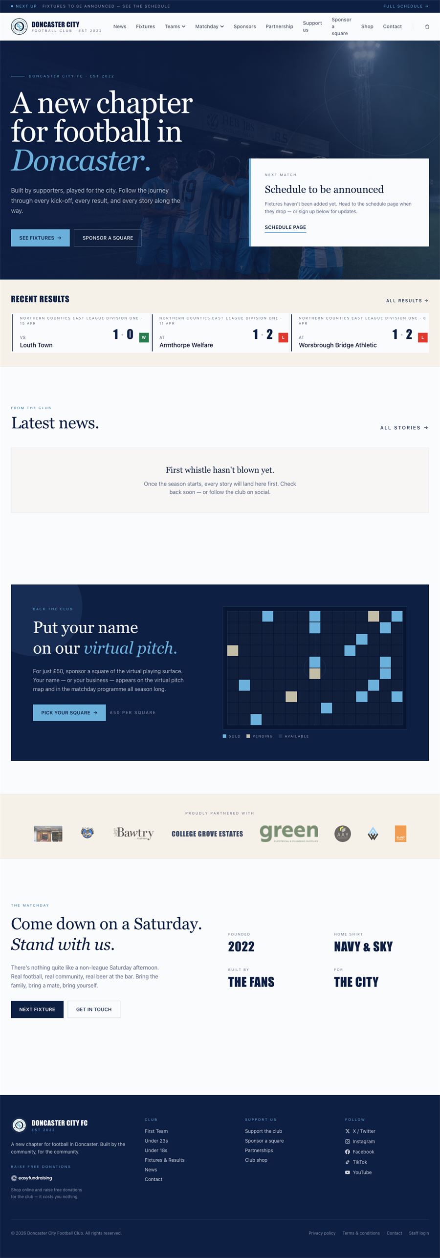 Doncaster City FC — a live fundraising and membership platform built by Trabelo